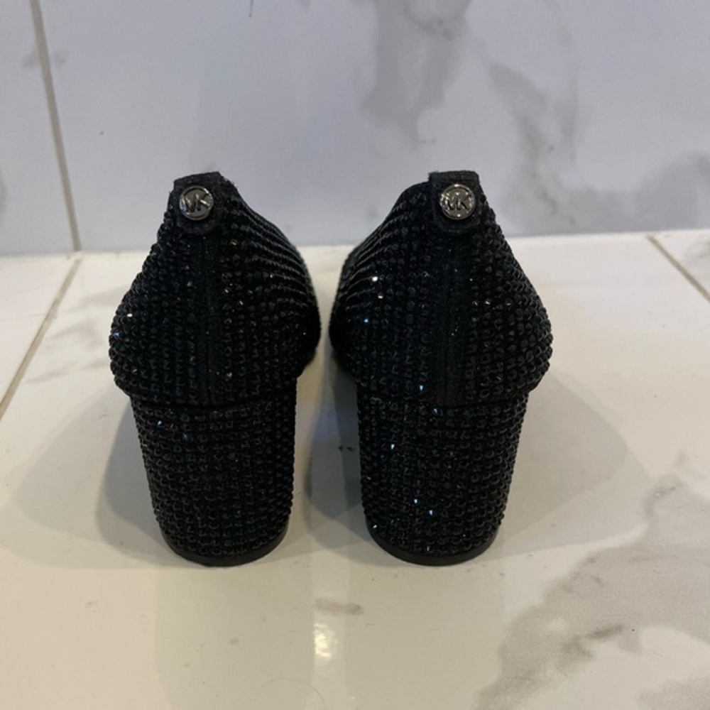Micheal Kors | Black Arabella Sparkle Round Toe Classic Elegance Mini Pump Shoe - Picture 11 of 16